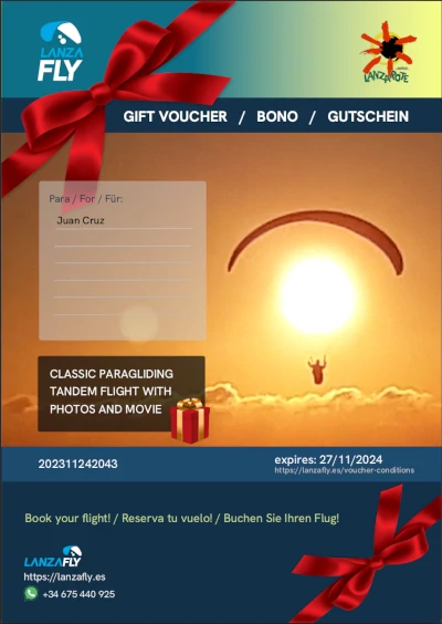 Tandem paraglider voucher / gift card